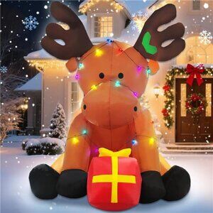 Christmas Inflatable Outdoor Decorations, 8 FT Giant Inflatables Reindeer Yard